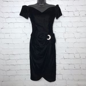 Vintage 1980's Black Velvet Moon Goddess Dress